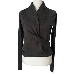 All Saints dark gray knit cropped wrap cardigan size 2